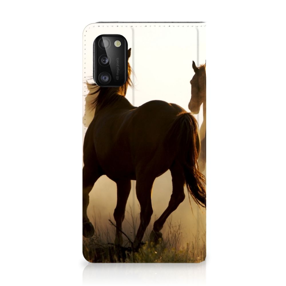 Samsung Galaxy A41 Hoesje maken Design Cowboy met paarden in silhouet tijdens zonsondergang.