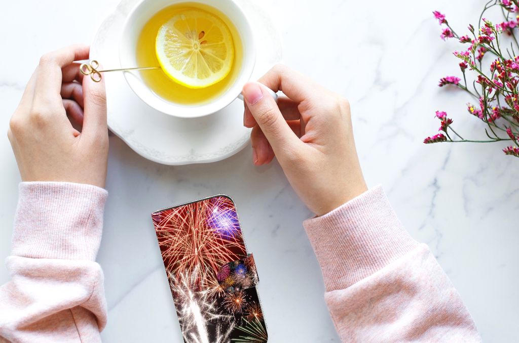 Apple iPhone 12 Mini Wallet Case met Pasjes Vuurwerk