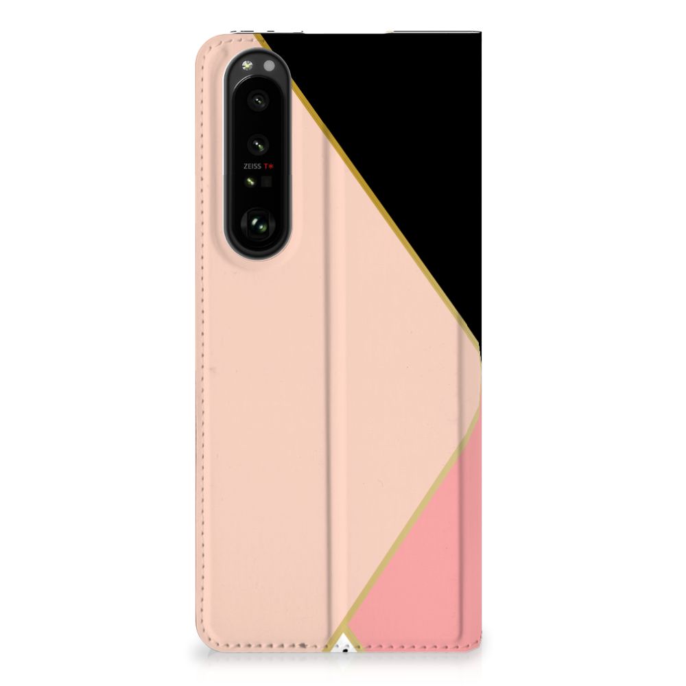Sony Xperia 1 III Stand Case Zwart Roze Vormen - B2C Telecom