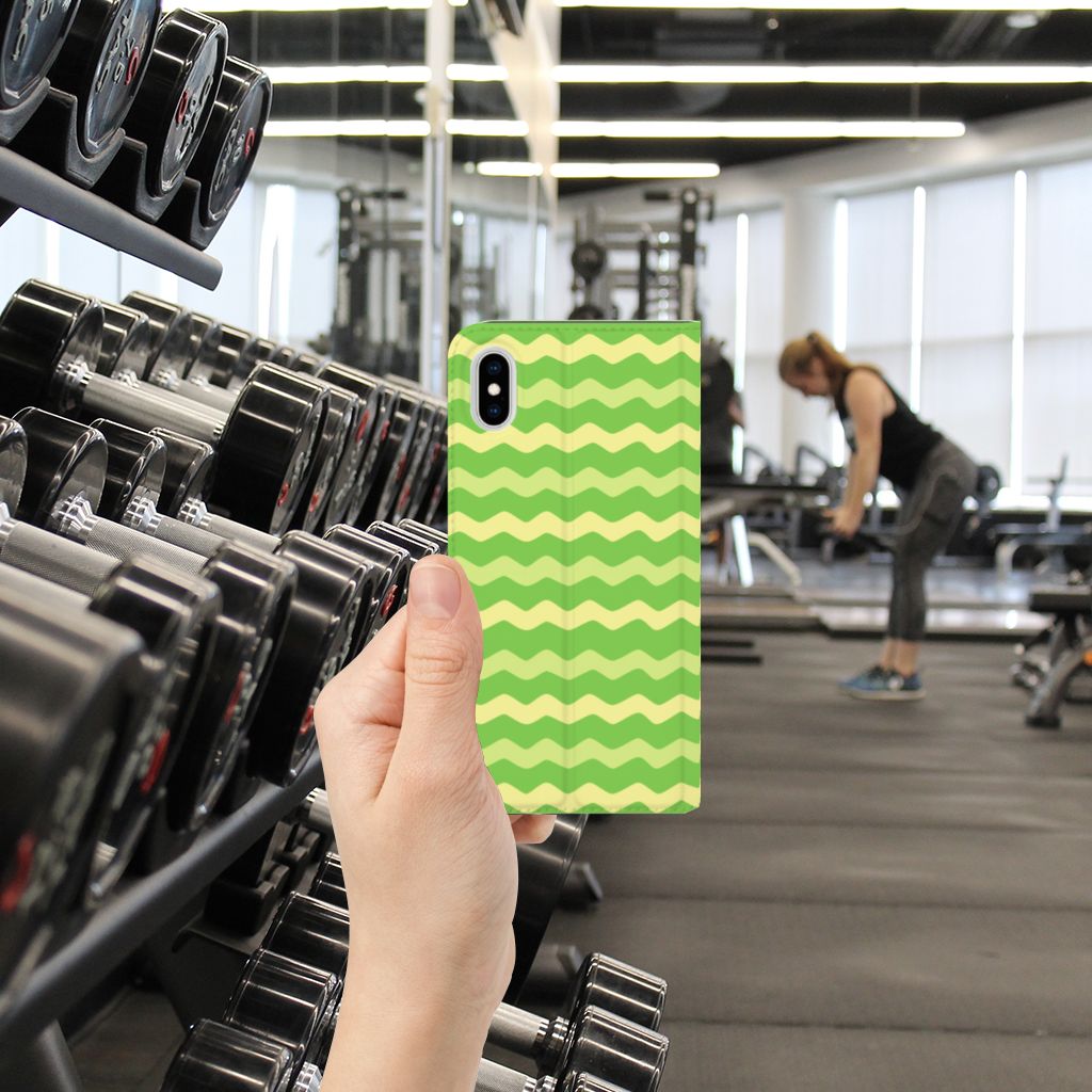 Apple iPhone Xs Max Hoesje met Magneet Waves Green