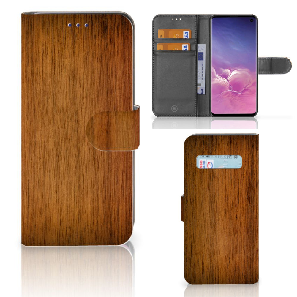 Samsung Galaxy S10 Book Style Case Donker Hout