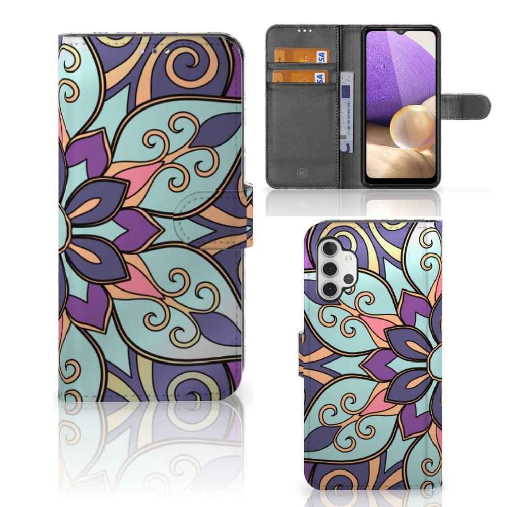 Samsung Galaxy A32 4G Hoesje Purple Flower