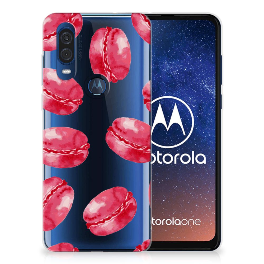 Motorola One Vision Siliconen Case Pink Macarons