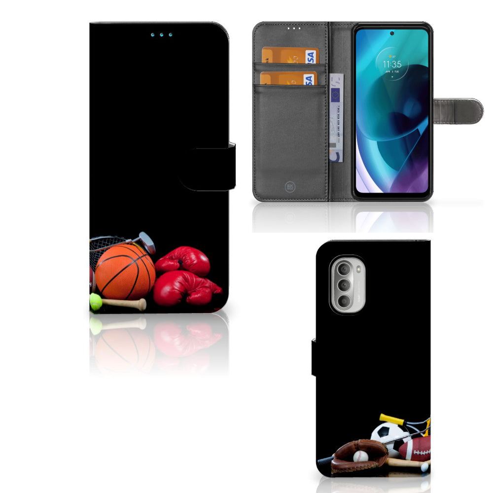 Motorola Moto G51 5G Wallet Case met Pasjes Sports met sport afbeeldingen zoals basketbal en voetbal