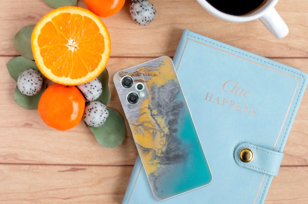 OnePlus Nord CE 2 Lite TPU Siliconen Hoesje Marble Blue Gold B2C Telecom