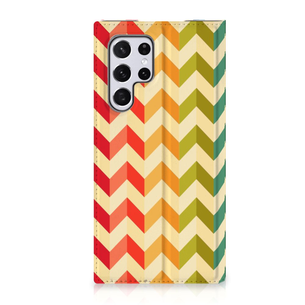 Samsung Galaxy S22 Ultra Hoesje met Magneet Zigzag Multi Color - B2C Telecom