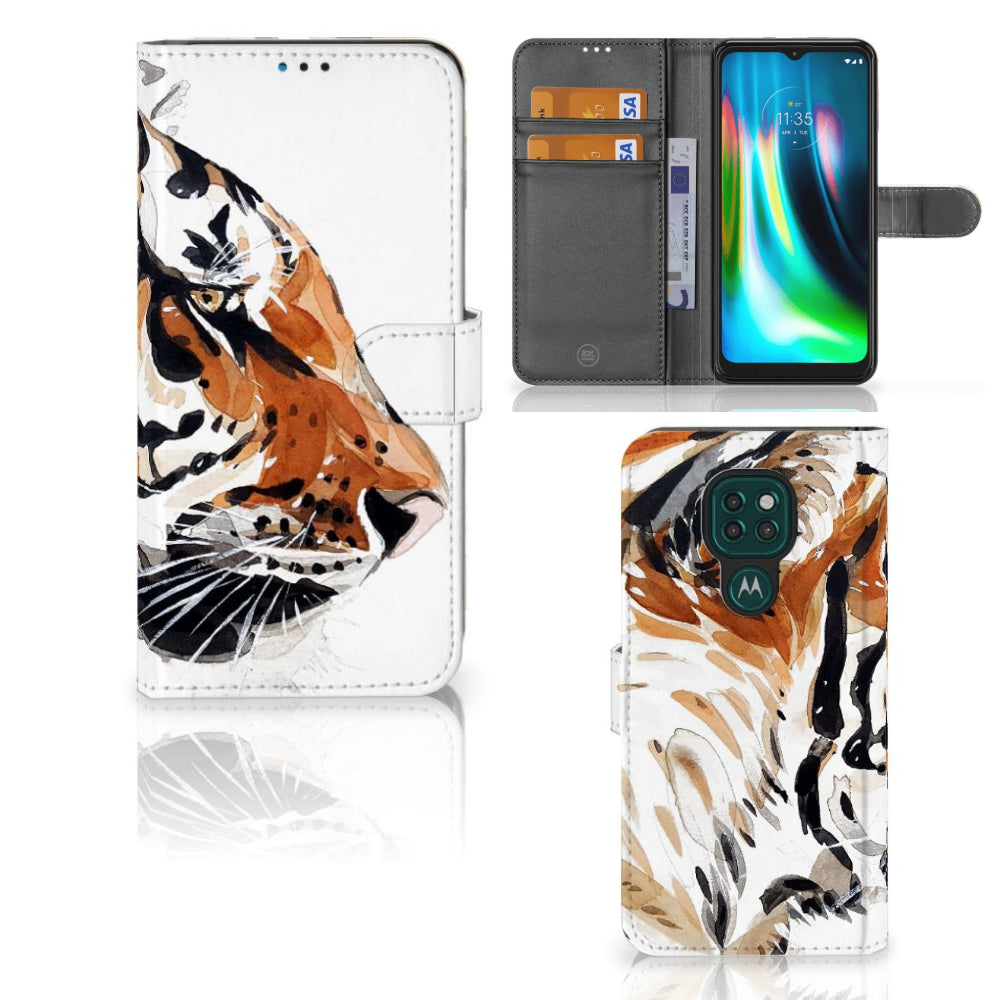 Hoesje Motorola Moto G9 Play | E7 Plus Watercolor Tiger