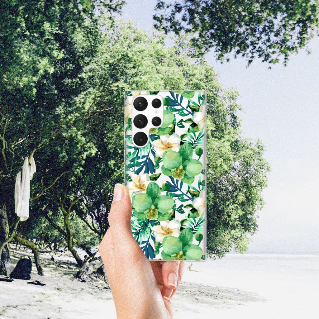 Samsung Galaxy S22 Ultra TPU Case Orchidee Groen B2C Telecom