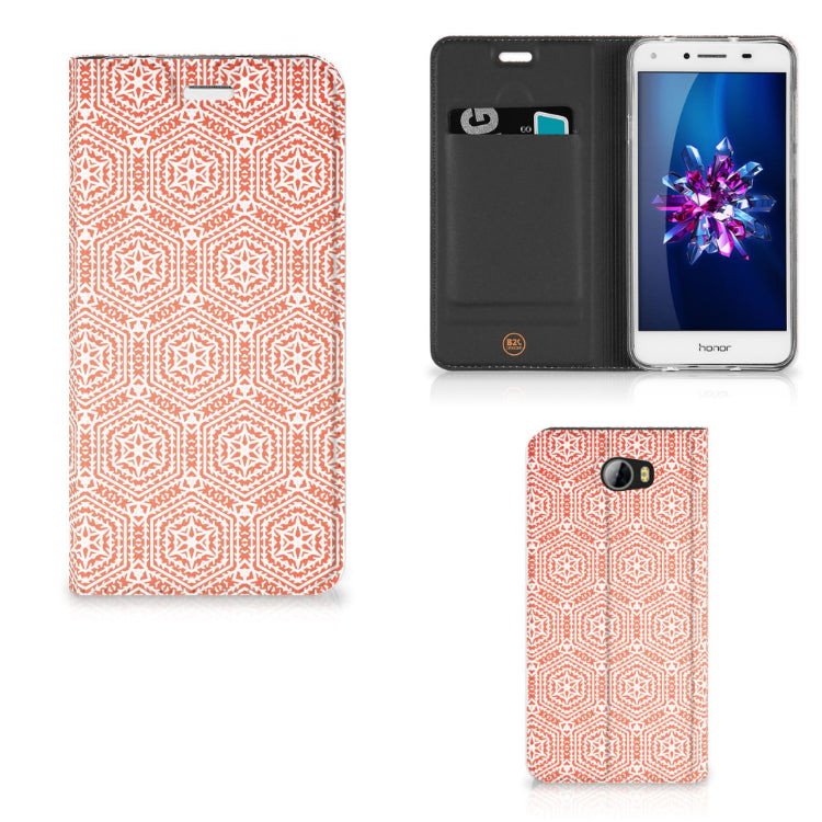 Huawei Y5 2 | Y6 Compact Hoesje met Magneet Pattern Orange