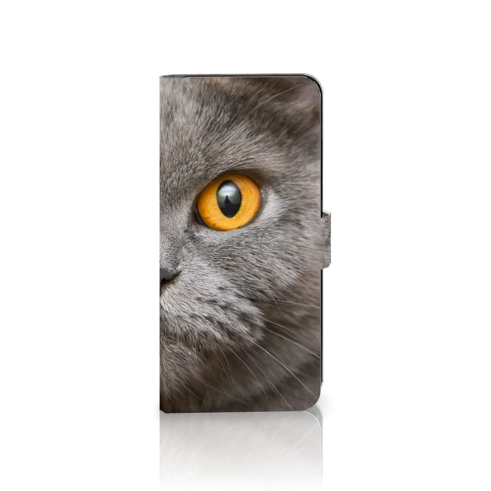 Telefoonhoesje met Pasjes Samsung Galaxy M54 Britse Korthaar met afbeelding van Britse korthaar kat.
