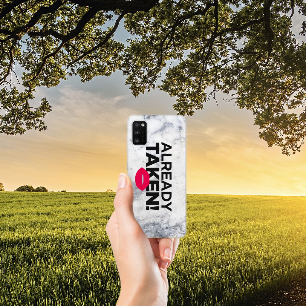 Samsung Galaxy A41 Siliconen hoesje met naam Already Taken White B2C Telecom