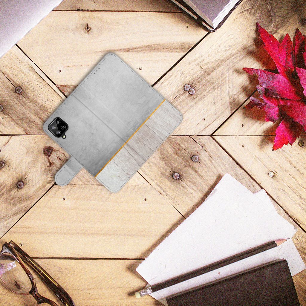 Samsung Galaxy A12 Book Style Case Wood Concrete