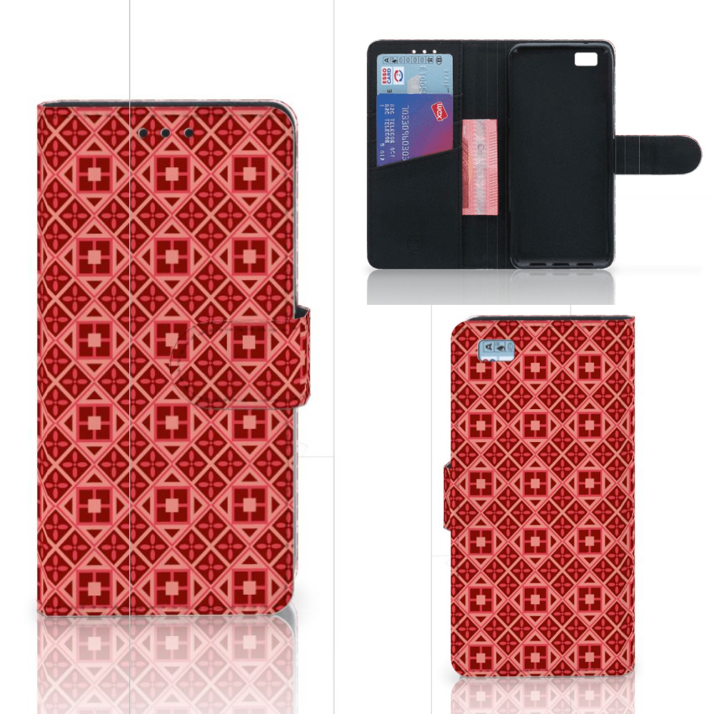 Huawei Ascend P8 Lite Telefoon Hoesje Batik Rood