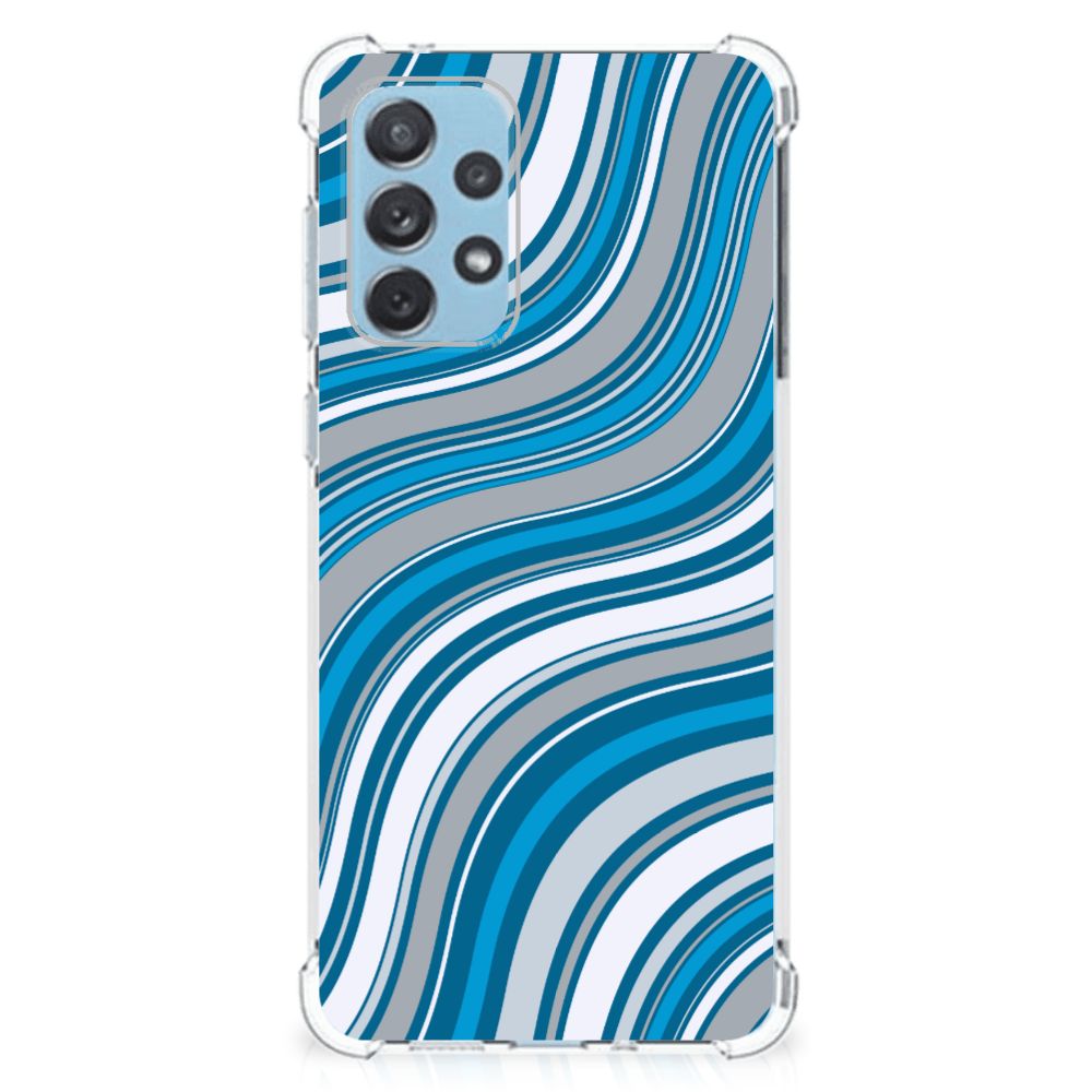 Samsung Galaxy A73 Doorzichtige Silicone Hoesje Waves Blue B2C Telecom