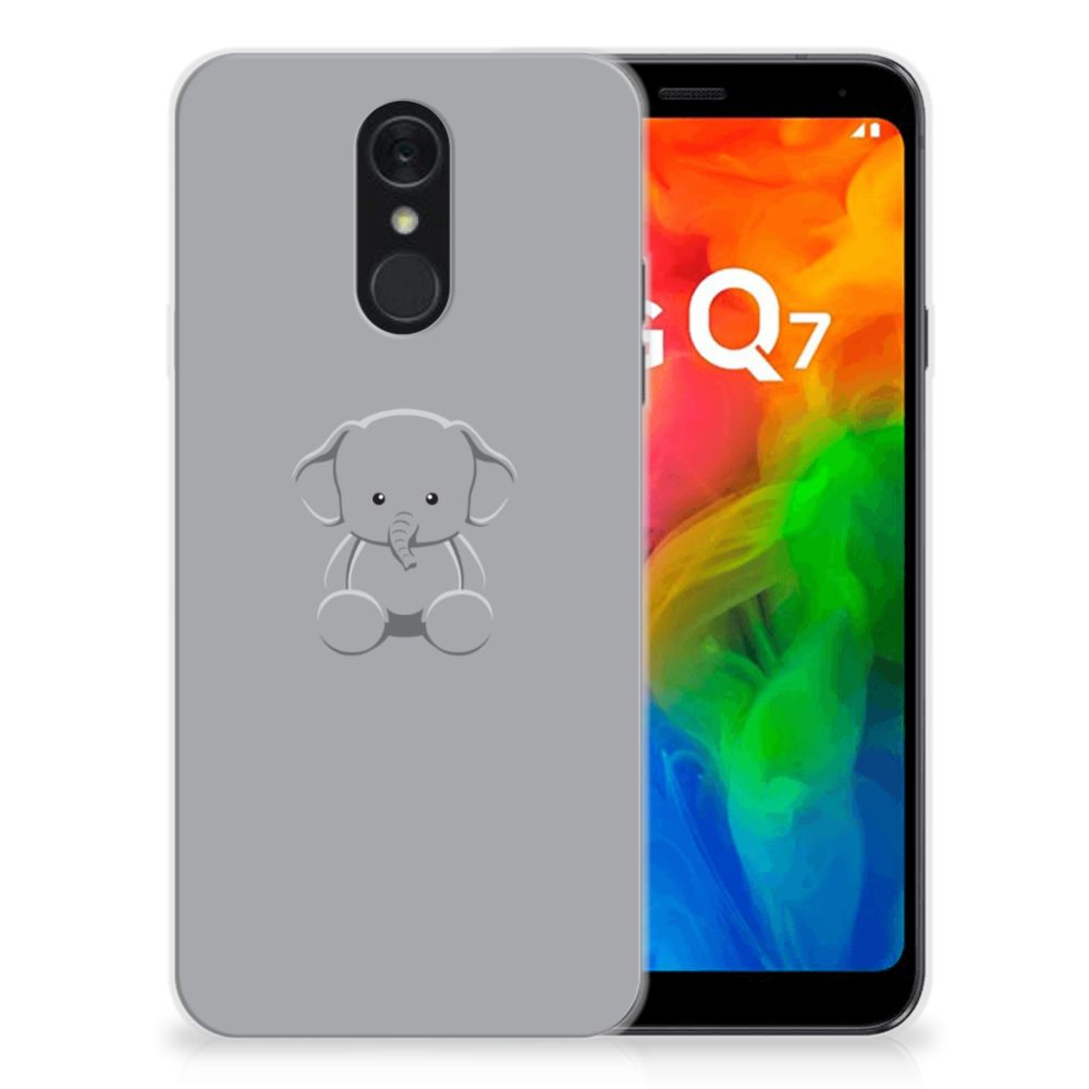 LG Q7 Telefoonhoesje met Naam Grijs Baby Olifant