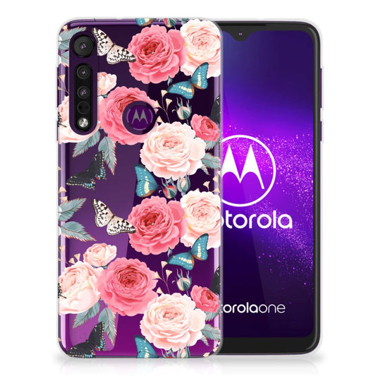 Motorola One Macro TPU Case Butterfly Roses