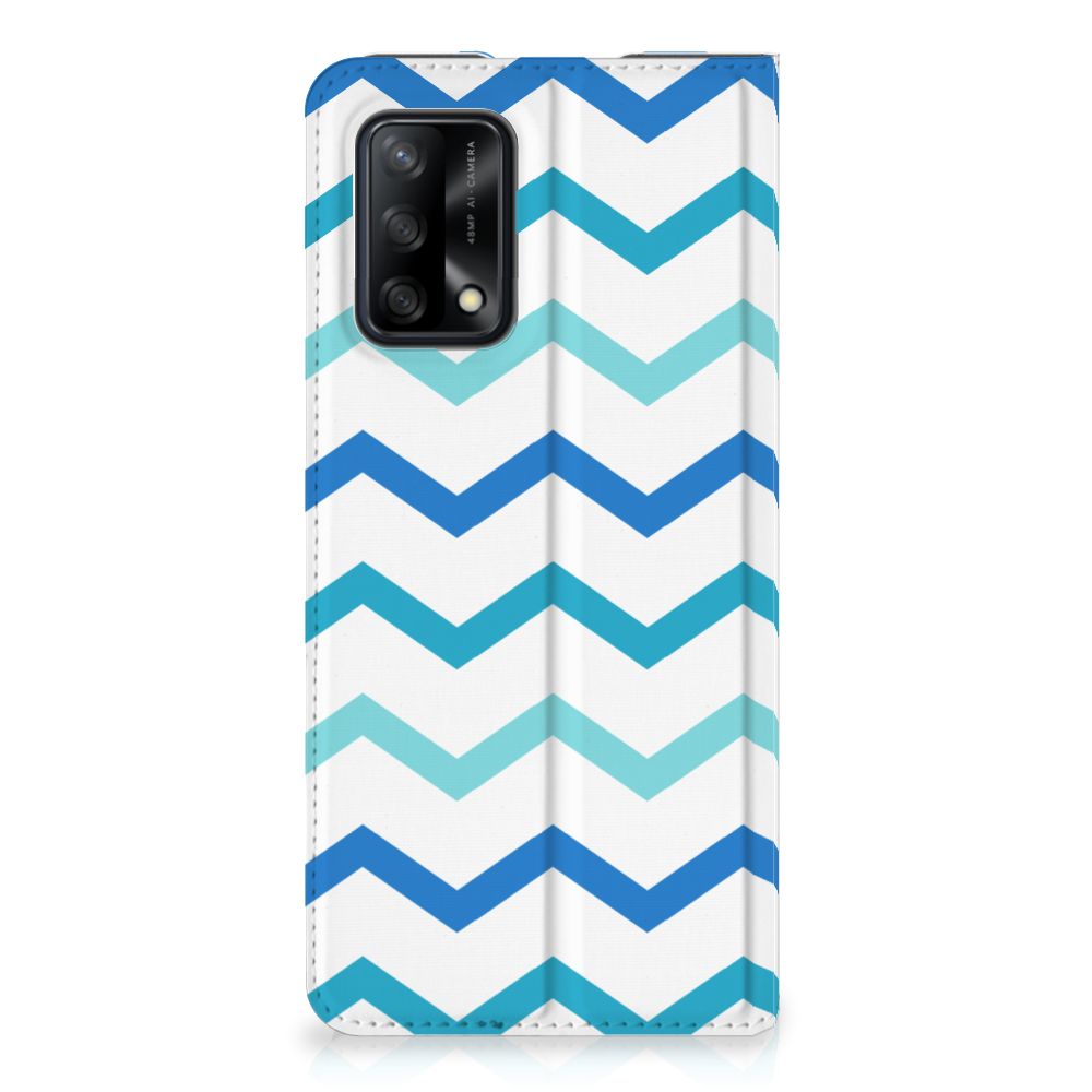 OPPO A74 4G Hoesje met Magneet Zigzag Blauw - B2C Telecom