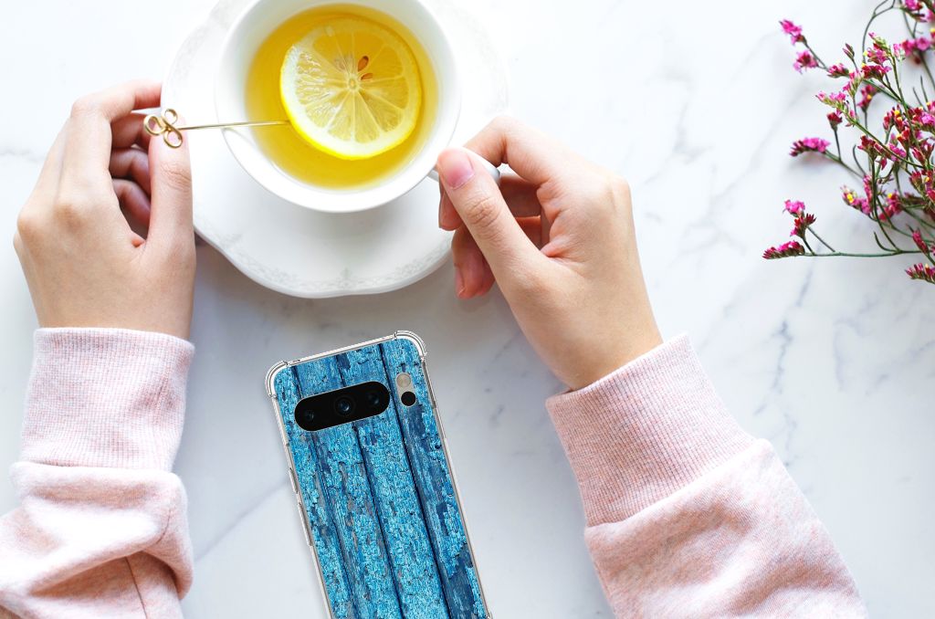 Google Pixel 8 Pro Stevig Telefoonhoesje Wood Blue B2C Telecom