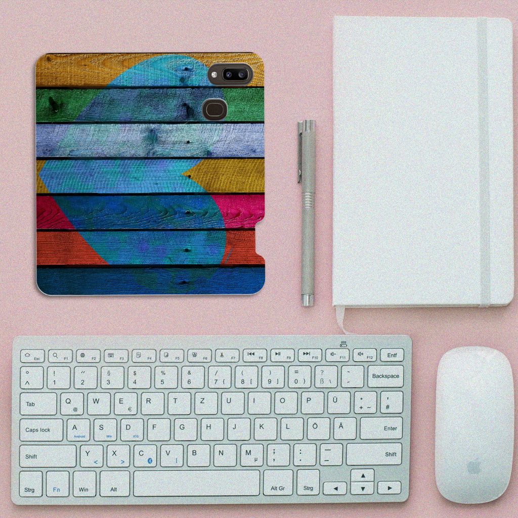 Samsung Galaxy A30 Book Wallet Case Wood Heart - Cadeau voor je Vriend