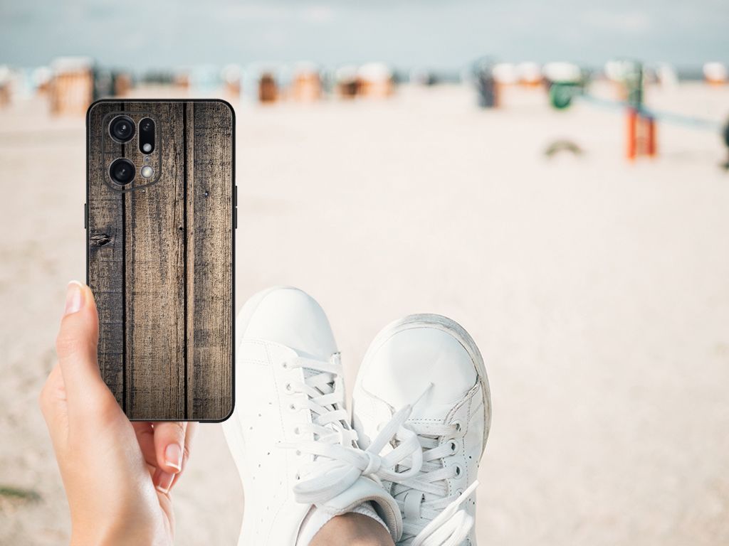 OPPO Find X5 Pro Houten Print Telefoonhoesje Steigerhout B2C Telecom