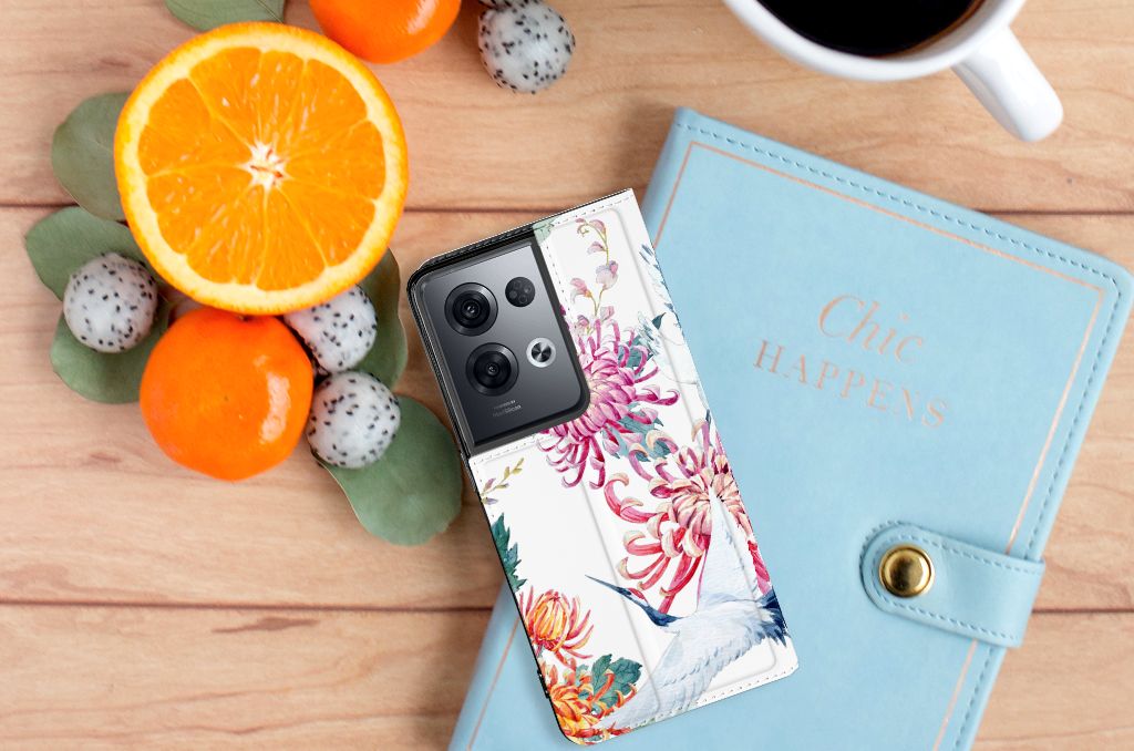 OPPO Reno8 Pro Hoesje maken Bird Flowers - B2C Telecom