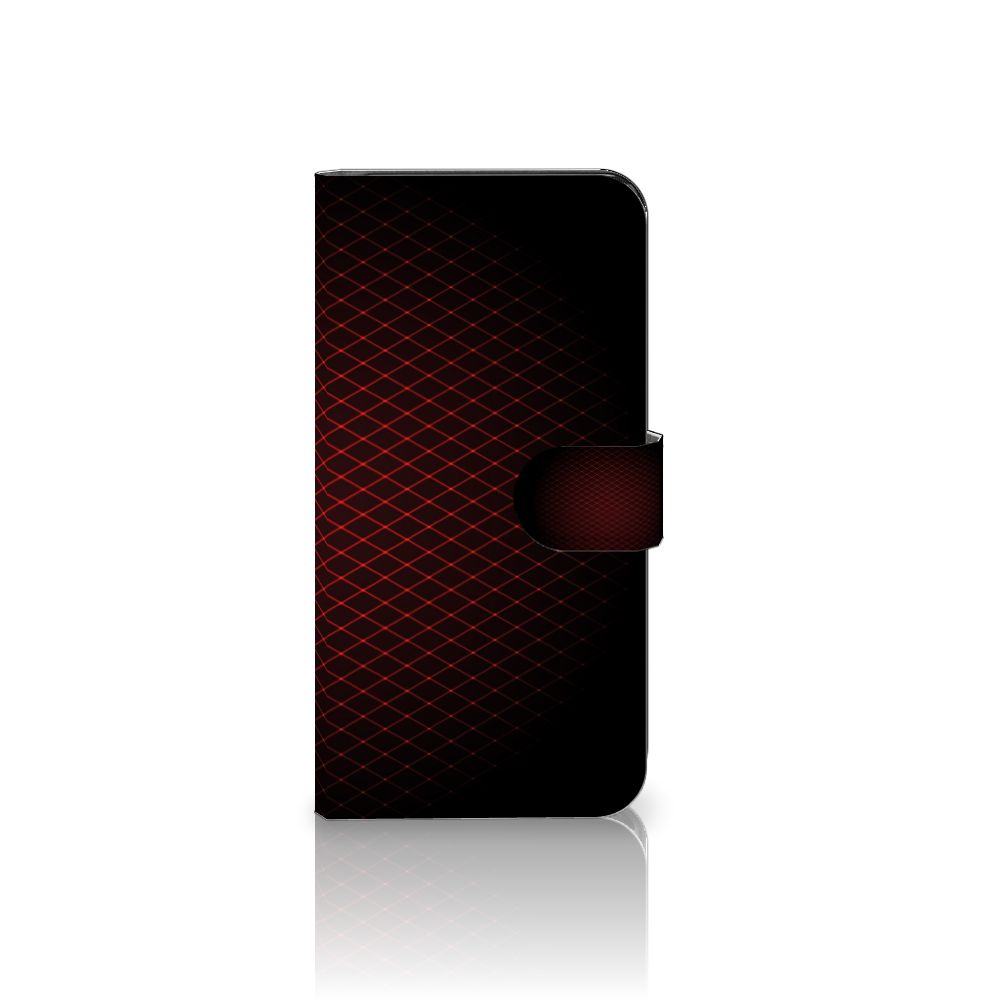 Nokia C2 2nd Edition Telefoon Hoesje Geruit Rood met geometrisch design en ruimte voor pasjes.