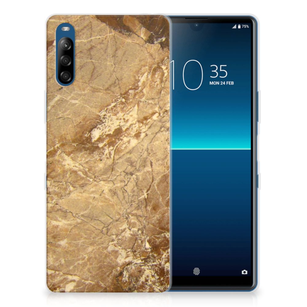Sony Xperia L4 TPU Siliconen Hoesje Marmer Creme