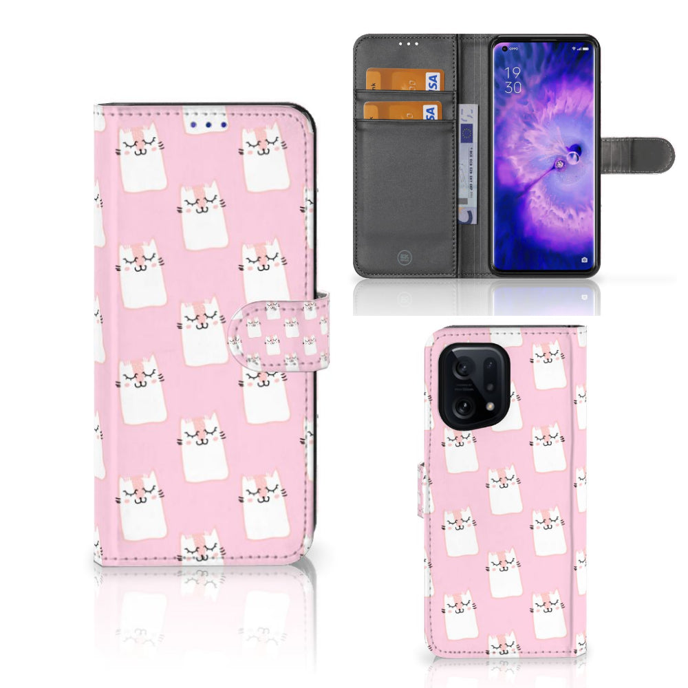 OPPO Find X5 Telefoonhoesje met Pasjes Sleeping Cats