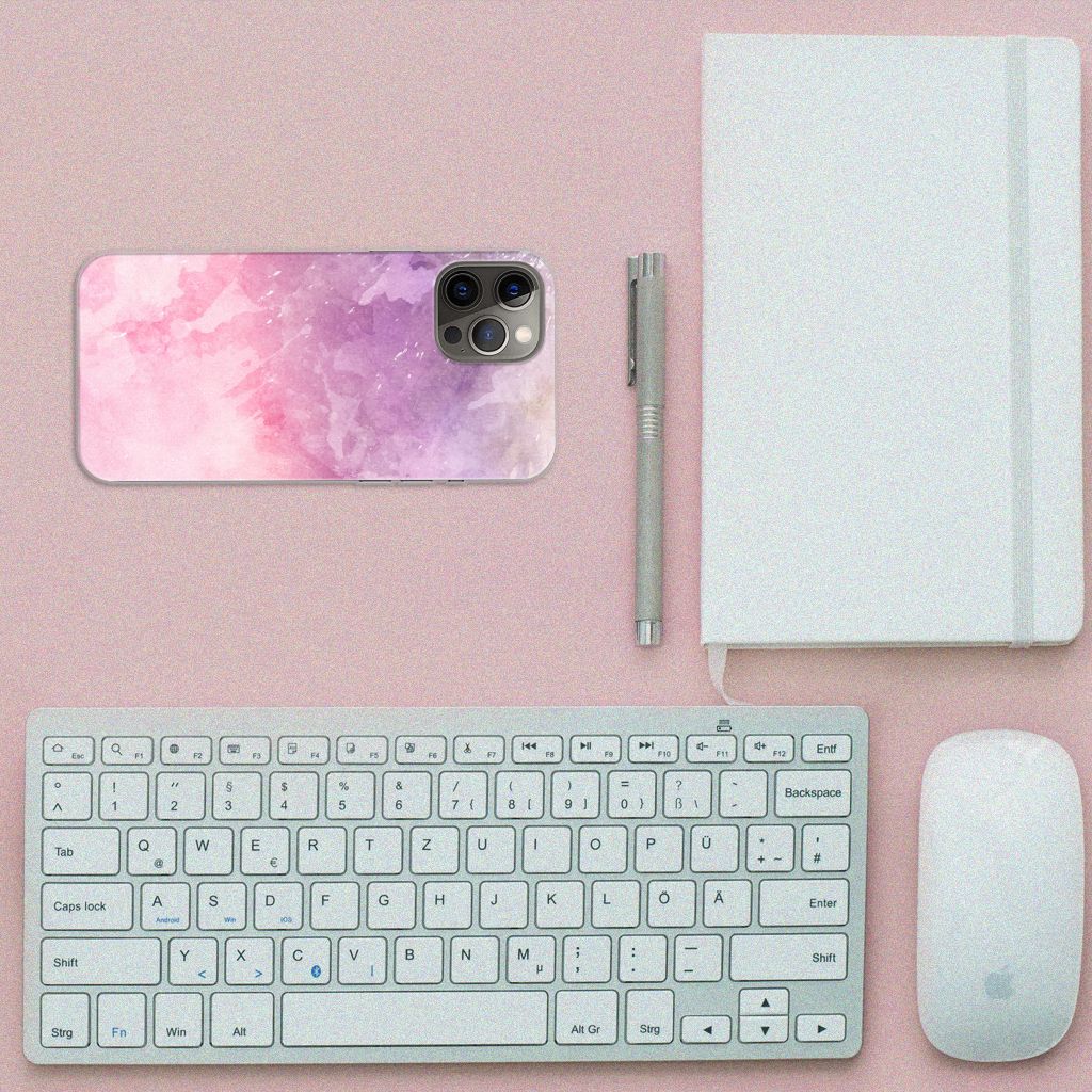 Hoesje maken iPhone 12 Pro Max Pink Purple Paint B2C Telecom