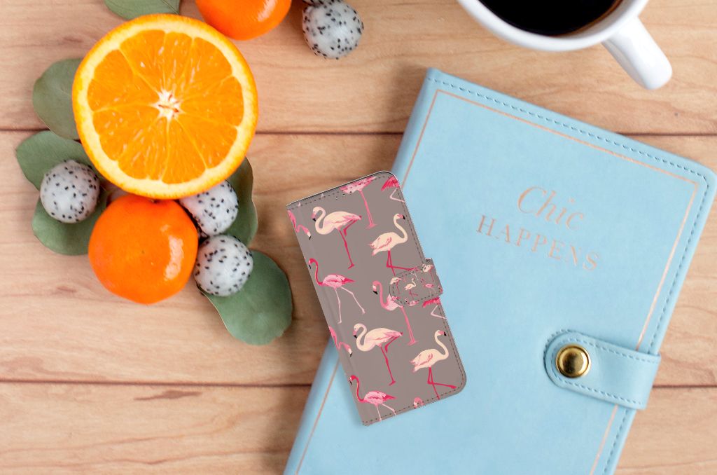 Motorola Moto G60 Telefoonhoesje met Pasjes Flamingo
