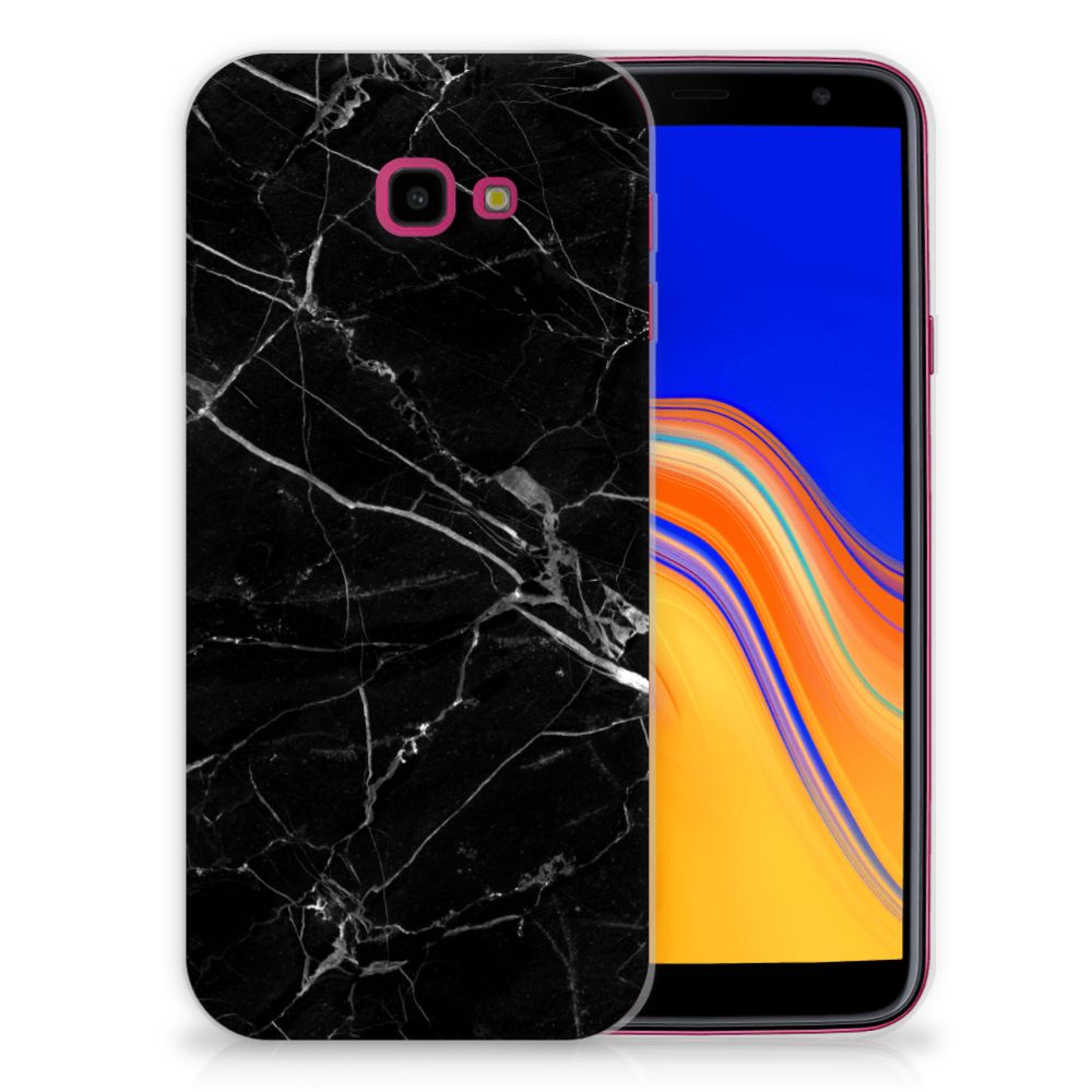 Samsung Galaxy J4 Plus (2018) TPU Siliconen Hoesje Marmer Zwart - Origineel Cadeau Vader