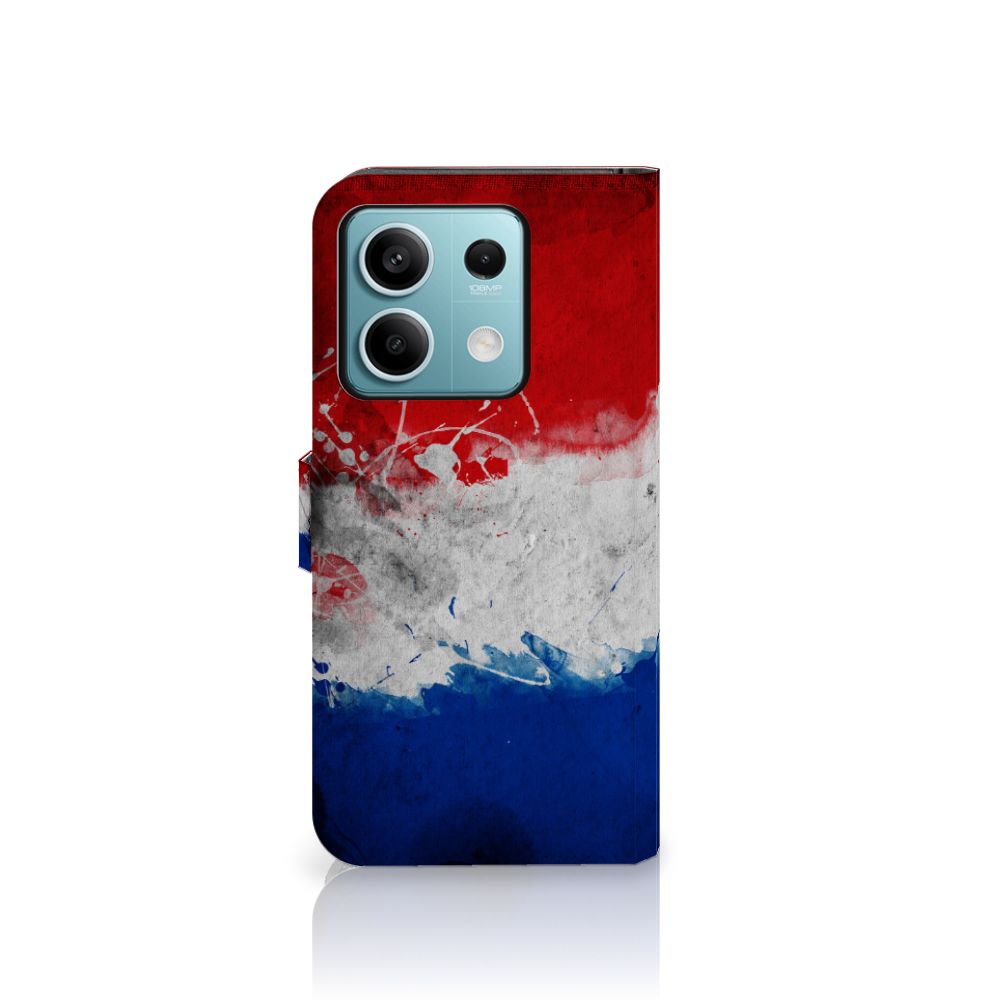 Xiaomi Redmi Note 13 5G Bookstyle Case Nederland met artistiek design van de Nederlandse vlag.