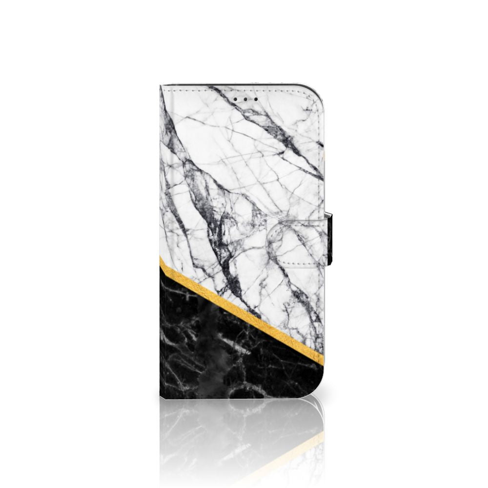 Apple iPhone 12 Pro Max Bookcase Marmer Wit Zwart - Origineel Cadeau Man