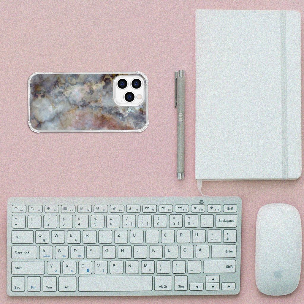 iPhone 14 Pro Anti-Shock Hoesje Marmer Grijs B2C Telecom
