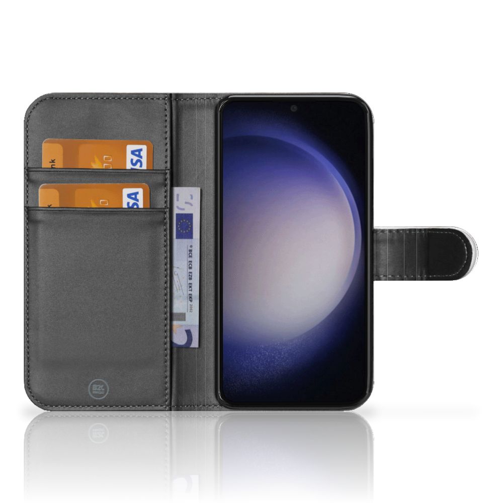 Telefoonhoesje met Pasjes Samsung Galaxy S24 Britse Korthaar met magnetisch lipje en pasjeshouders.