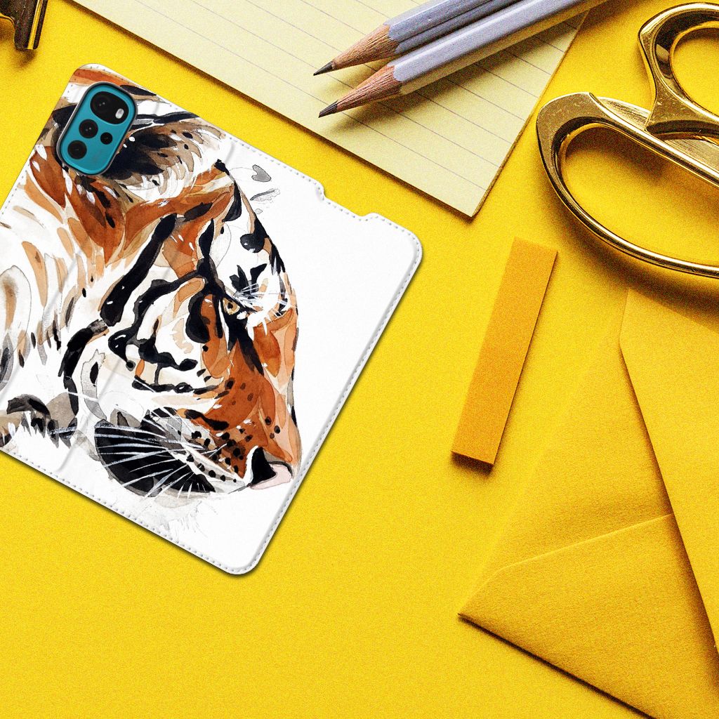 Bookcase Motorola Moto G22 Watercolor Tiger - B2C Telecom