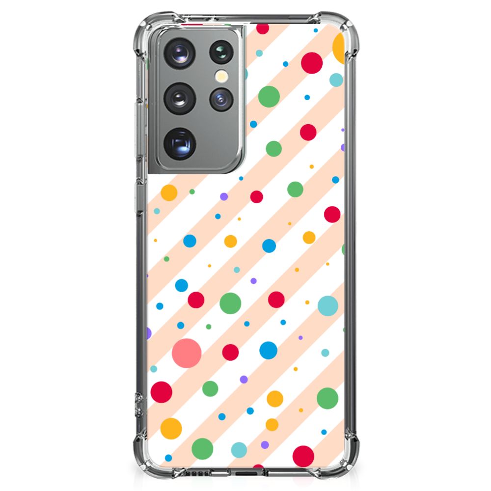 Samsung Galaxy S21 Ultra Doorzichtige Silicone Hoesje Dots B2C Telecom