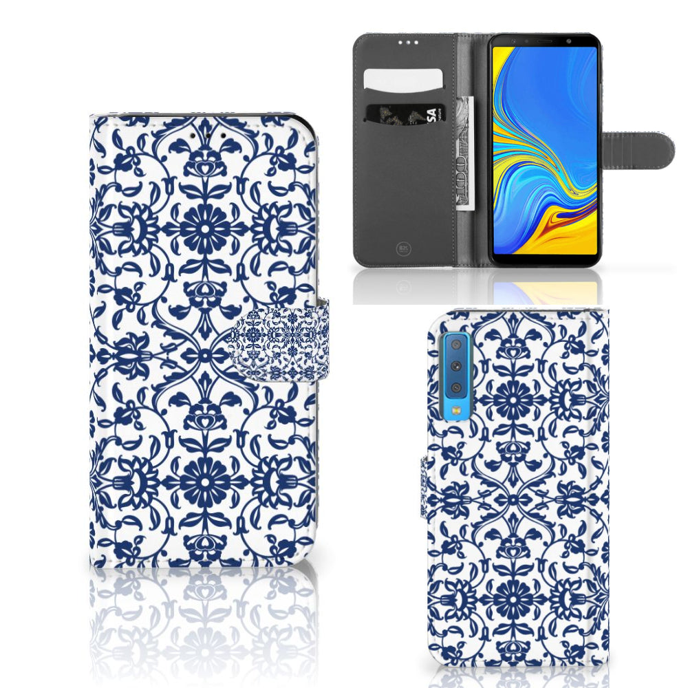 Samsung Galaxy A7 (2018) Hoesje Flower Blue