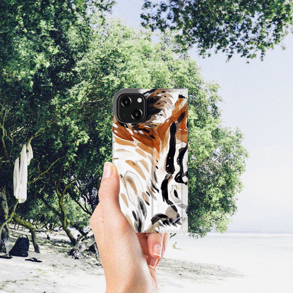Bookcase iPhone 13 Watercolor Tiger