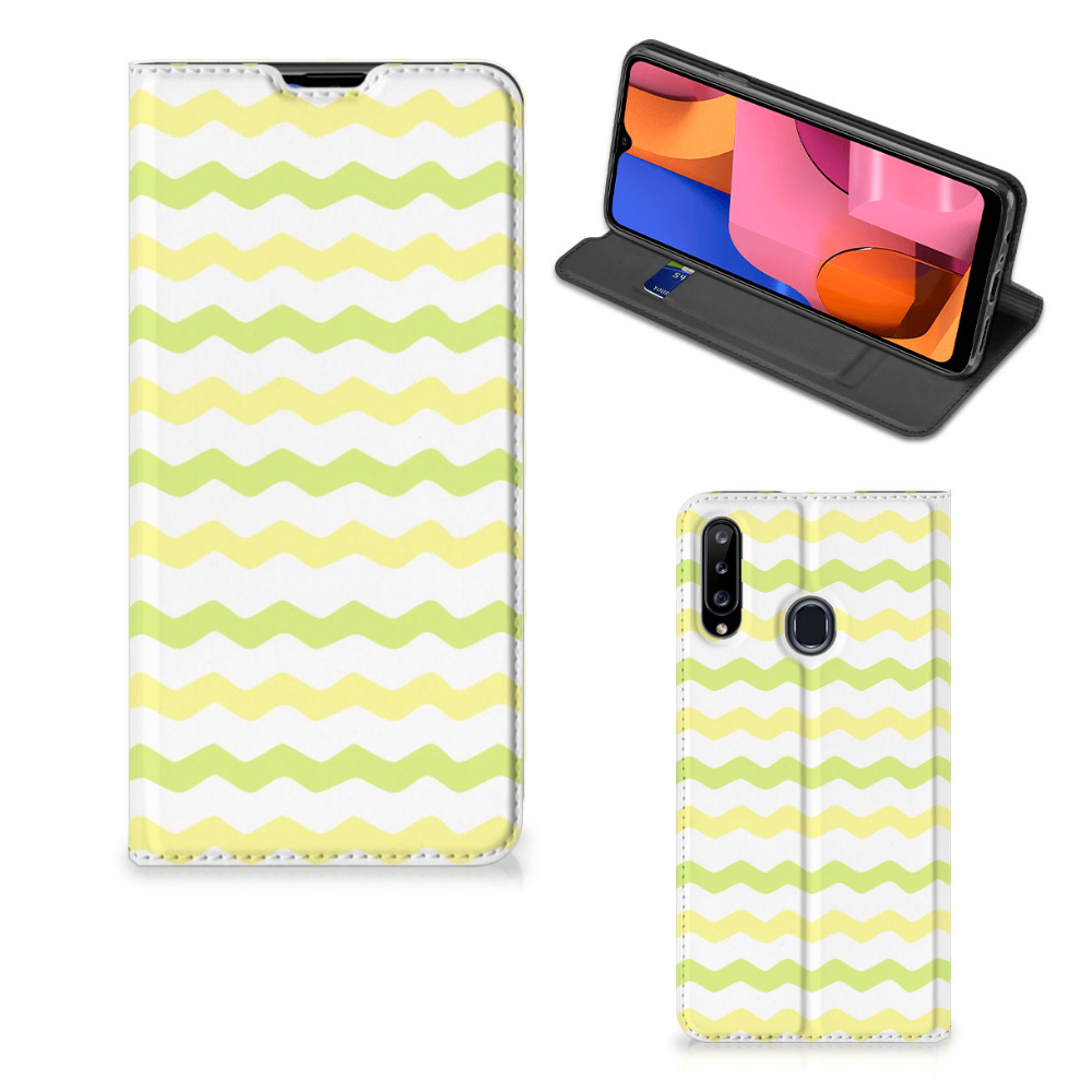 Samsung Galaxy A20s Hoesje met Magneet Waves Yellow - B2C Telecom