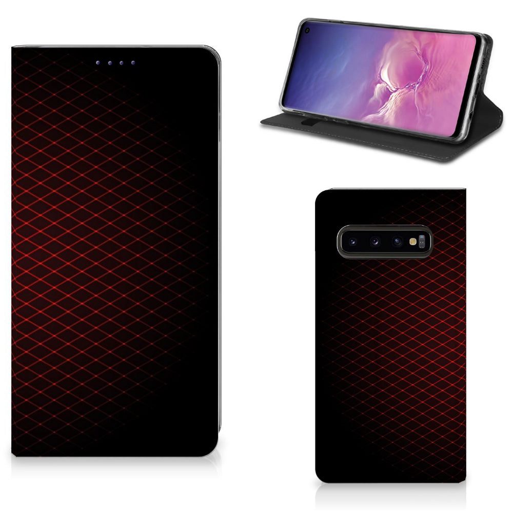 Samsung Galaxy S10 Hoesje met Magneet Geruit Rood