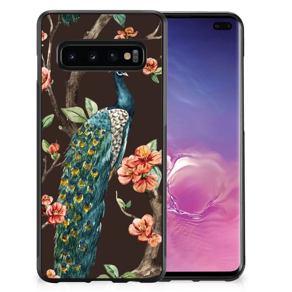 Samsung Galaxy S10+ Back Cover Pauw met Bloemen