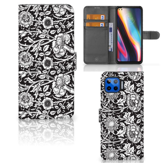 Motorola Moto G 5G Plus Hoesje Black Flowers