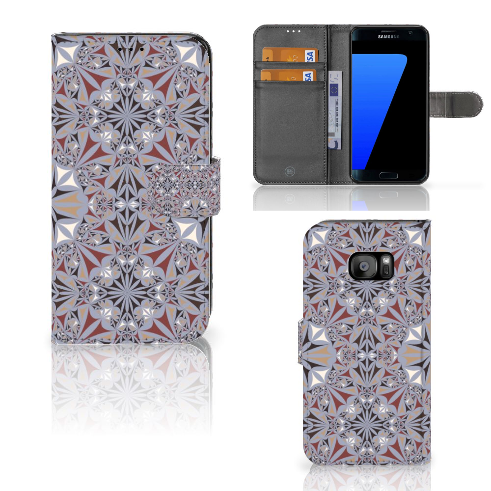 Samsung Galaxy S7 Edge Bookcase Flower Tiles