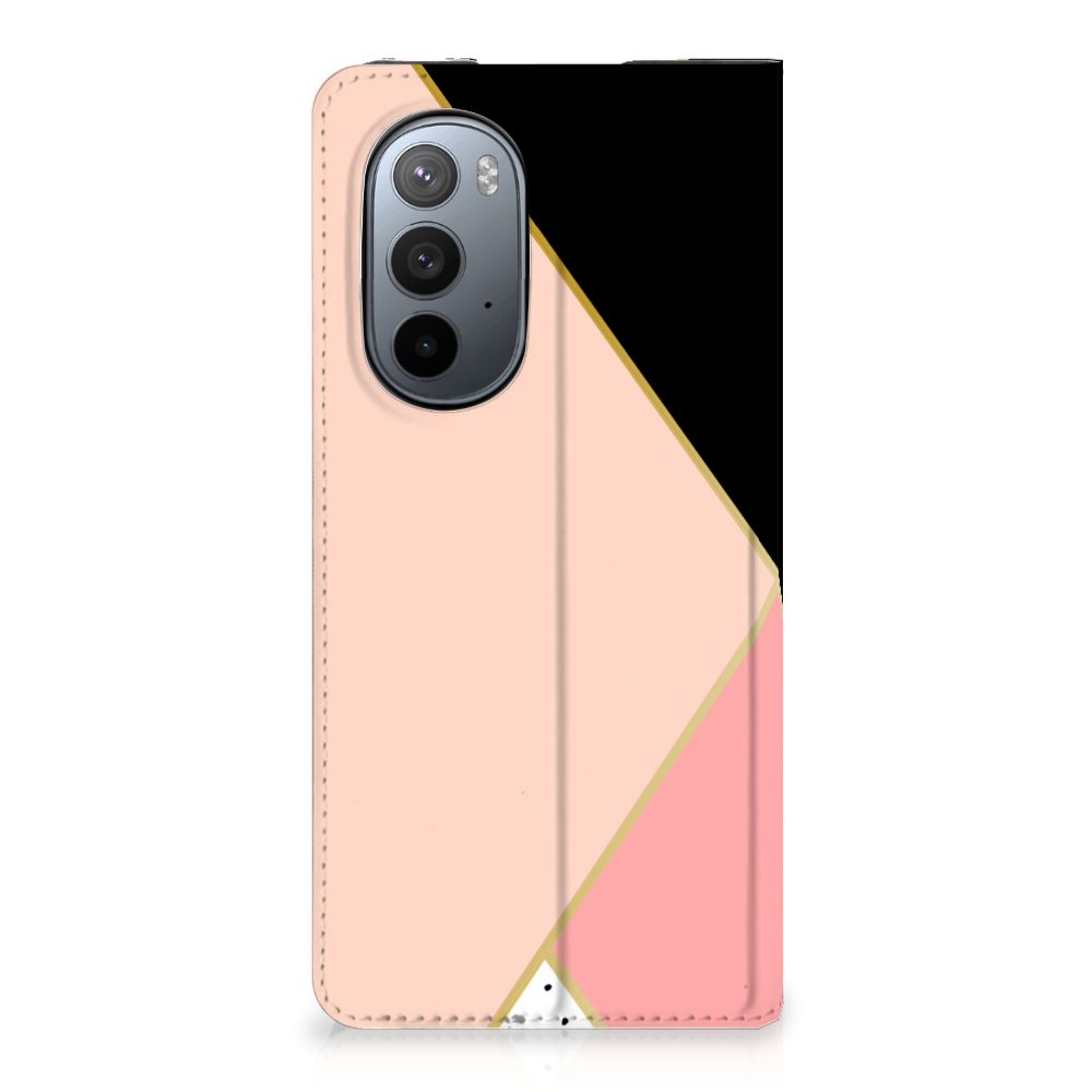 Motorola Edge 30 Pro Stand Case Zwart Roze Vormen - B2C Telecom