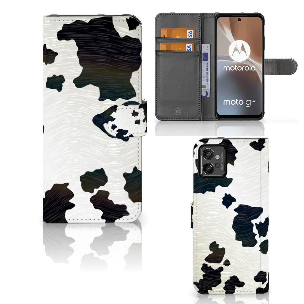 Motorola Moto G32 Telefoonhoesje met Pasjes Koeienvlekken