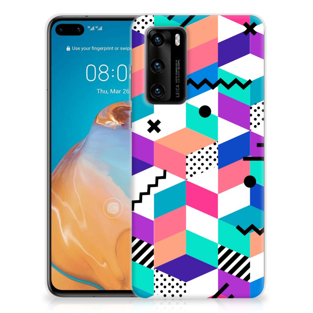 Huawei P40 TPU Hoesje Blokken Kleurrijk B2C Telecom