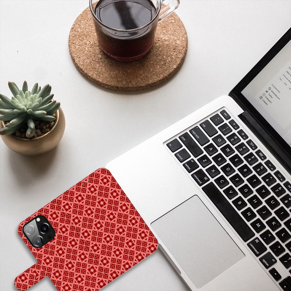 iPhone 14 Pro Telefoon Hoesje Batik Rood