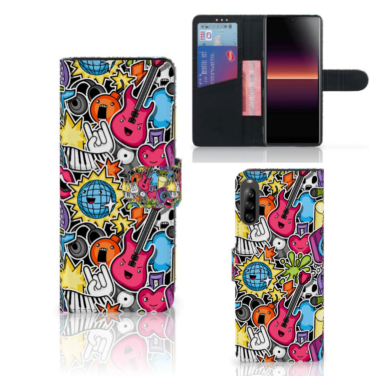 Sony Xperia L4 Wallet Case met Pasjes Punk Rock