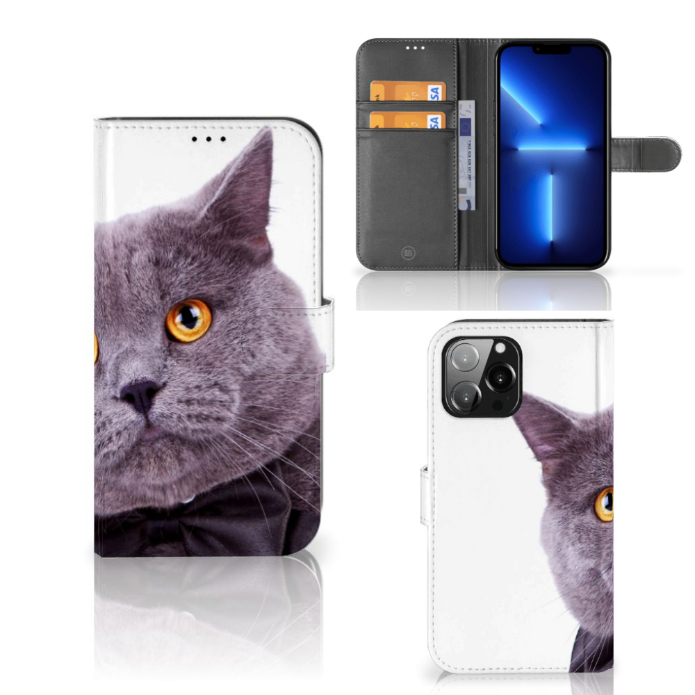 iPhone 13 Pro Max Telefoonhoesje met Pasjes Kat
